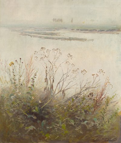 Shore of Flooded River in Blossom by Laszlo Mednyanszky